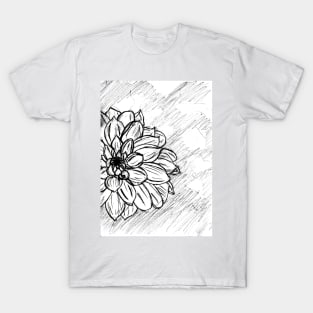 Black and White Flower Petals T-Shirt